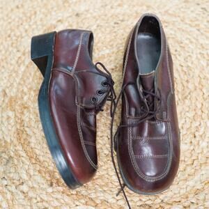 Rand Leather Oxford Shoes Brown Block Heel 4D